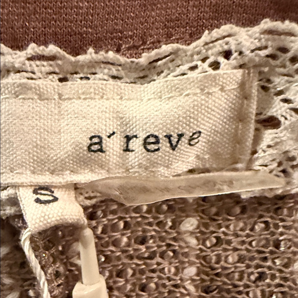 A'Reve Lace-Trim Knit Top in Beige and Cream in size small
